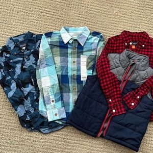 Boys Winter Button Ups and Puffer Vest